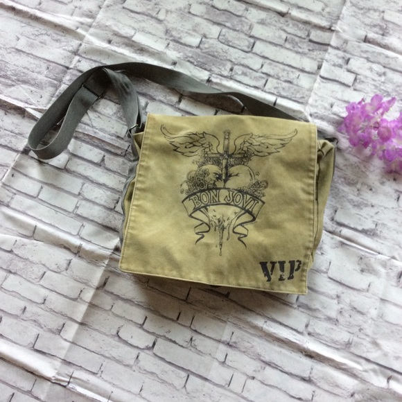 πΈ BON JOVI ARMY MESSENAGER CROSSBODY BAG VIP PUNK - Picture 5 of 8